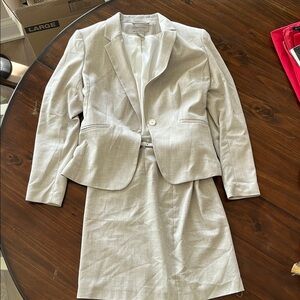 Elegant Light Gray Blazer and Skirt Set